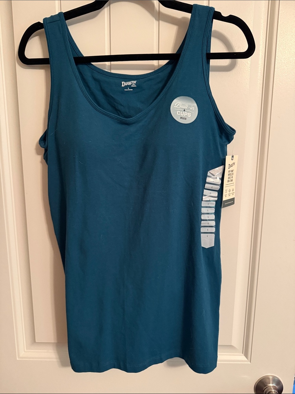 Duluth Trading Co Women's Teal Scoop-Neck Tank with Built-In Cups